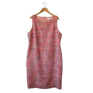 PRESTON & York Gloria Cosmo Pink Tweed Midi Sheath Dress Sz 18 NWT Classic Chic